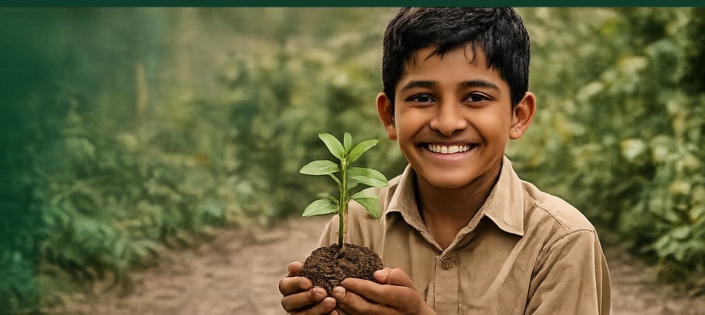 A child holding a seedling — the human outcome of accountable, documented giving