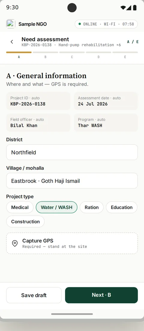Assess on site (sample data)