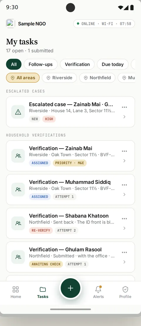 Tasks that work offline (sample data)